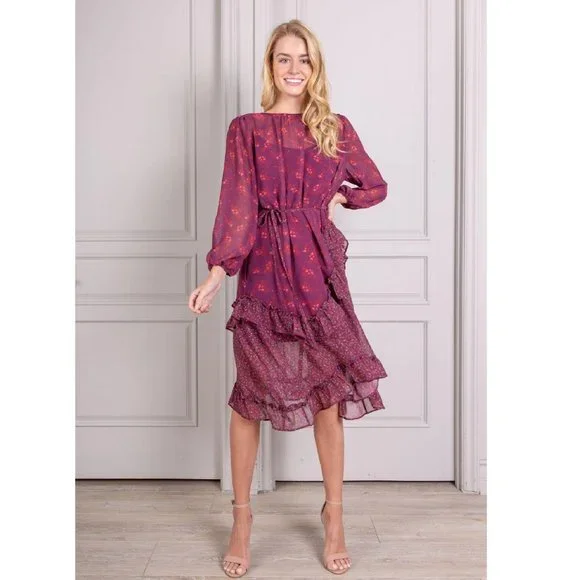 NWOT SENLIS Antoinette Long Sleeve Midi Dress - Picture 3 of 6